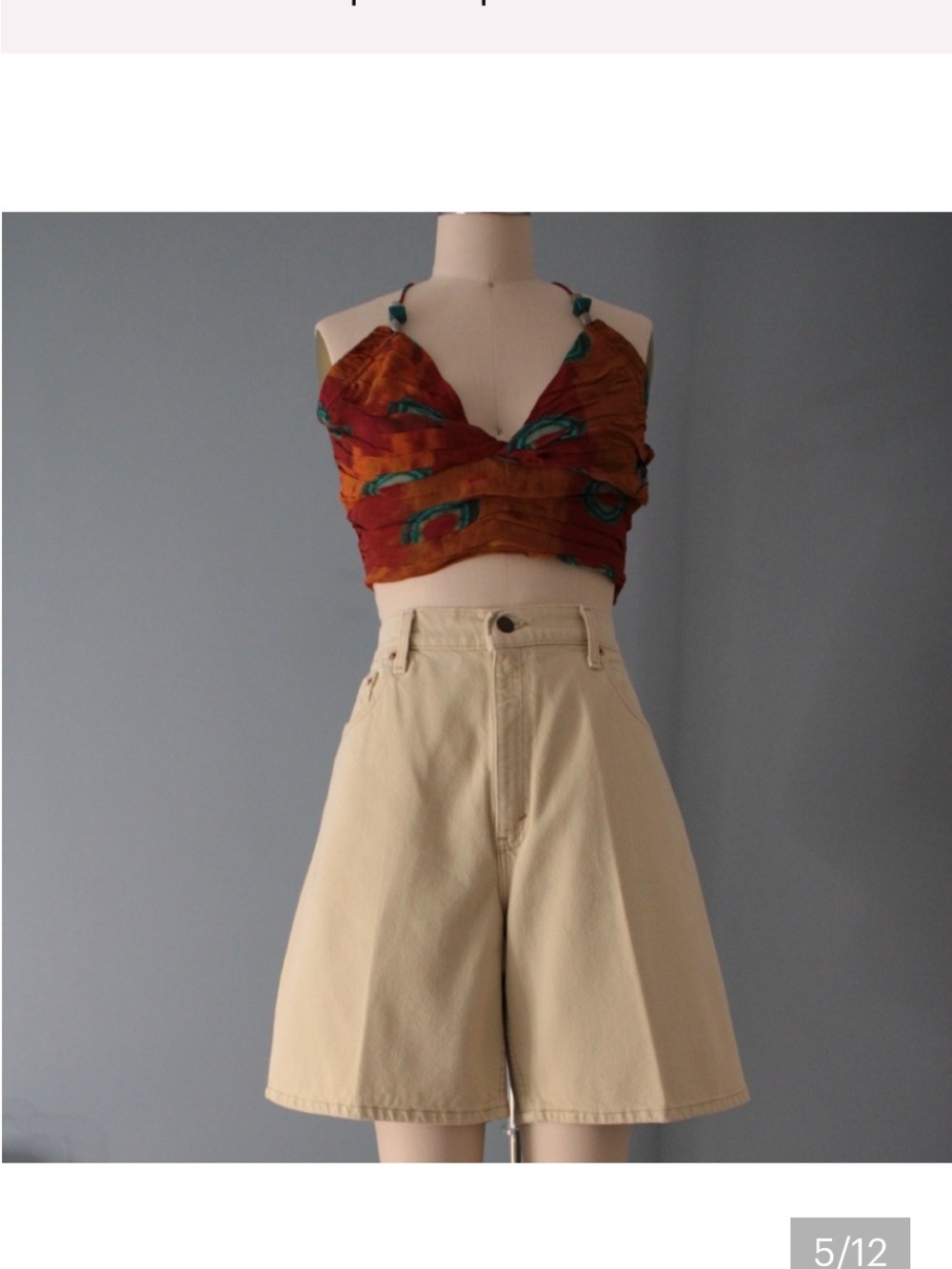 Zara Orange Ruched Halter Crop Top - Picture 3 of 6